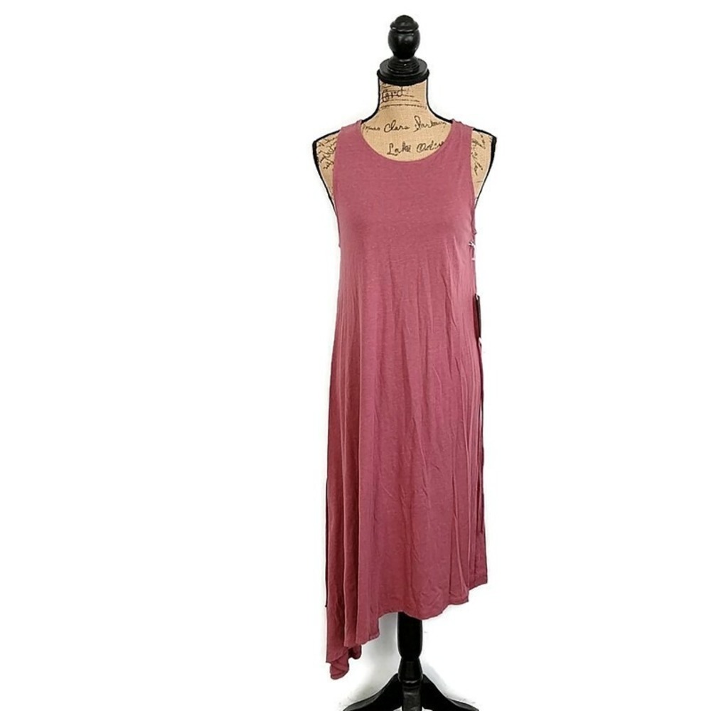 NWT Chelsea28 Dress Womens Small Pink Asymmetrical Hem Sleeveless Tencel Shift